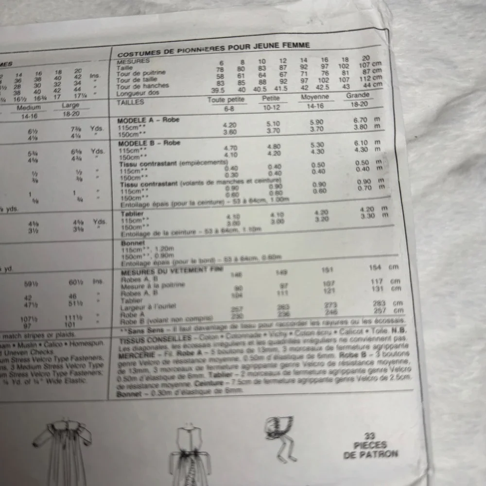 McCall's 4229 Pioneer Costume Pattern Misses Size Large 18-20 Prairie Dress 1989